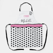 Moderne Personalisierte Koch Name Polka Dots Schürze (Vorderseite)