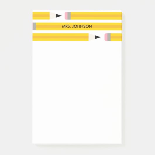 Moderne personalisierte Lehrerbilder mit Bleistift Post-it Klebezettel (Vorderseite)