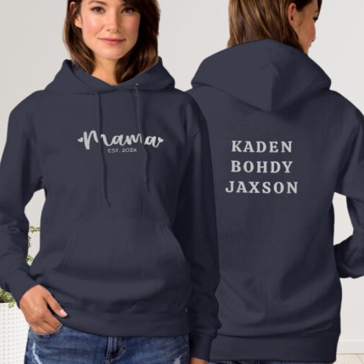 Moderne Personalisierte Mama Front & Back Typograf Hoodie