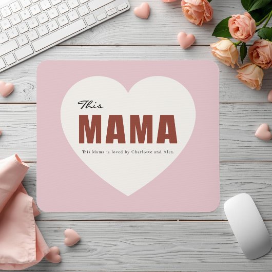 Moderne Personalisierte Mama Herz-Mauspad Mousepad