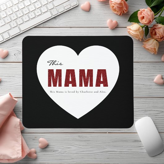 Moderne Personalisierte Mama Herz-Mauspad Mousepad