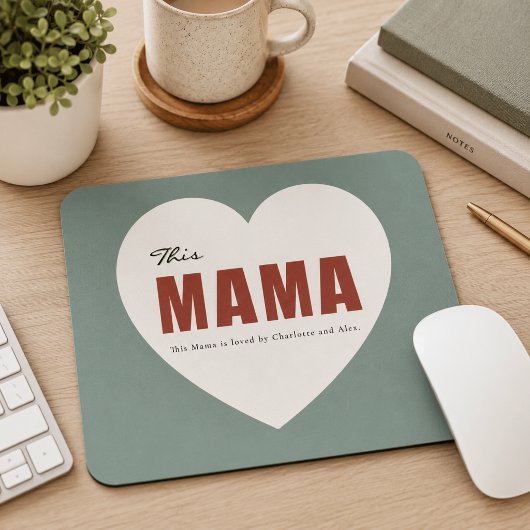 Moderne Personalisierte Mama Herz-Mauspad Mousepad