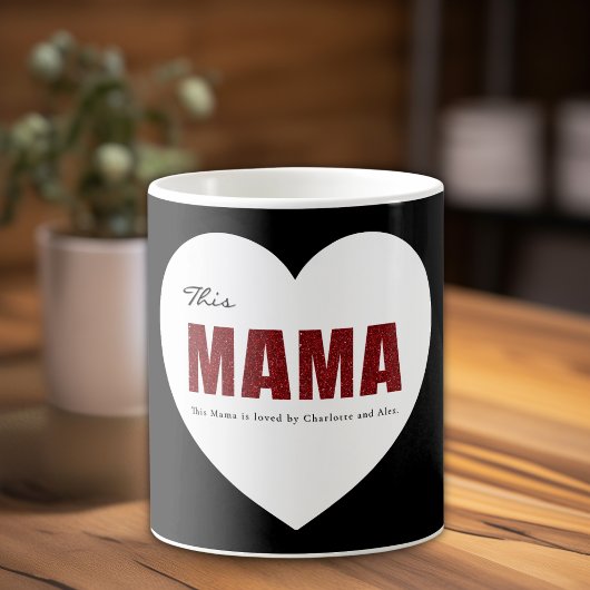 Moderne Personalisierte Mama Herz Tasse