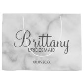 Moderne Personalisierte Marmorbräuner Große Geschenktüte (Vorderseite)