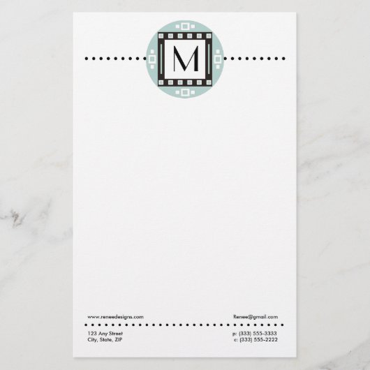 Moderne Personalisierte Mit Monogramm Stationierun Briefpapier (Vorderseite)