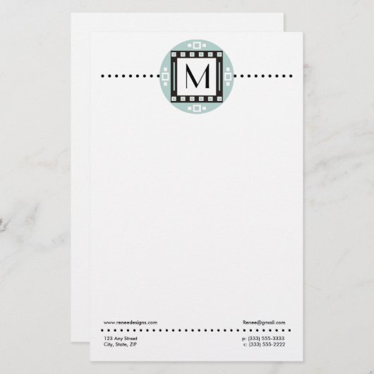 Moderne Personalisierte Mit Monogramm Stationierun Briefpapier (Vorne/Hinten)