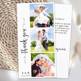 Moderne Personalisierte Monogram 3 Foto Hochzeit Dankeskarte