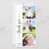 Moderne Personalisierte Monogram 3 Foto Hochzeit Dankeskarte (Vorderseite)