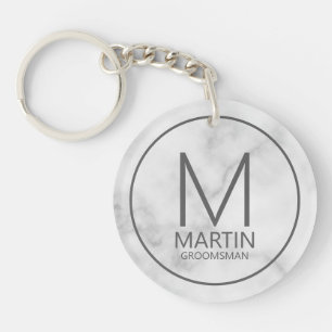 Moderne Personalisierte Monogram&Name-Trauzeugen m Schlüsselanhänger