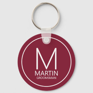 Moderne Personalisierte Monogram&Name-Trauzeugen Schlüsselanhänger