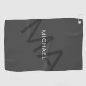 Moderne Personalisierte Monogramm Grau Golfhandtuch (Horizontal)