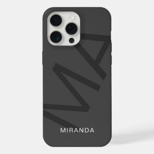 Moderne Personalisierte Monogramm Grau iPhone 15 Pro Max Hülle