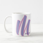 Moderne personalisierte Monogramm-Name in Rosa und Kaffeetasse (Links)