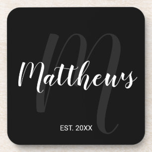 Moderne personalisierte Monogramm- und Familiennam Getränkeuntersetzer