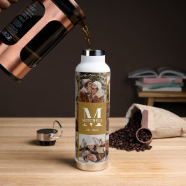 Moderne Personalisierte Monogramm- und FotoCollage Trinkflasche