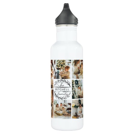 Moderne Personalisierte Monogramm- und Fotolackens Edelstahlflasche (Rechts)