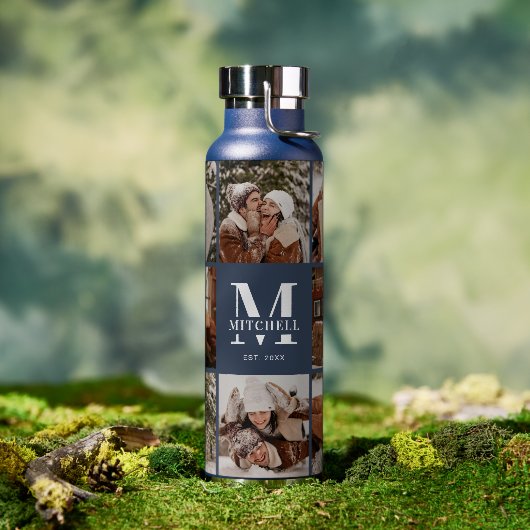 Moderne Personalisierte Monogramm- und Fotolackens Trinkflasche (Außenbereich)