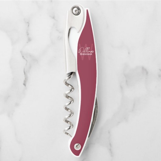 Moderne personalisierte Monogramm und Name des Tra Kellnermesser (Vorderseite)