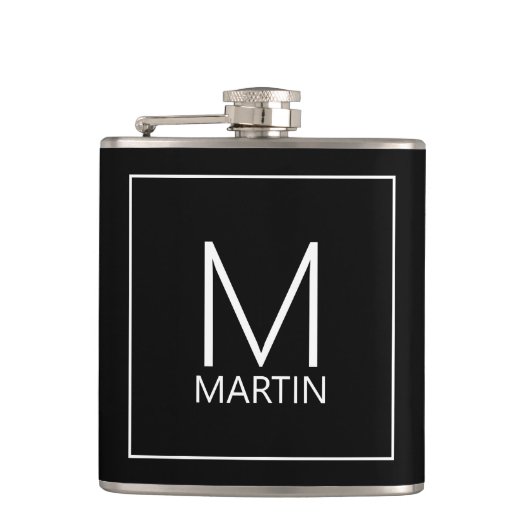 Moderne personalisierte Monogramm und Name Flachmann (Vorderseite)