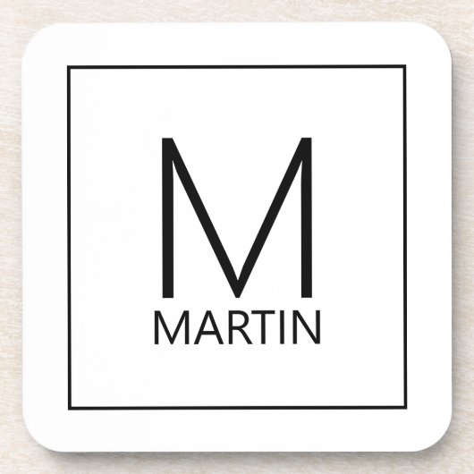 Moderne Personalisierte Monogramm und Name Getränk Getränkeuntersetzer (Vorderseite)