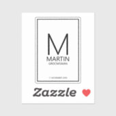 Moderne Personalisierte Monogramm- und Name-Trauze Aufkleber (Blatt)