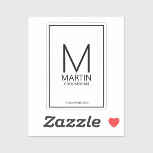 Moderne Personalisierte Monogramm- und Name-Trauze Aufkleber (Blatt)