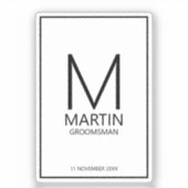 Moderne Personalisierte Monogramm- und Name-Trauze Aufkleber (Vorderseite)