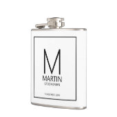 Moderne Personalisierte Monogramm- und Name-Trauze Flachmann (Links)