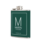 Moderne Personalisierte Monogramm- und Name-Trauze Flachmann (Links)