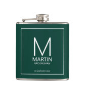 Moderne Personalisierte Monogramm- und Name-Trauze Flachmann (Vorderseite)