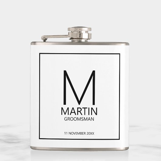 Moderne Personalisierte Monogramm- und Name-Trauze Flachmann