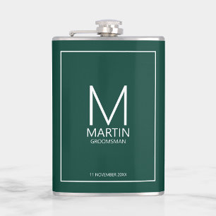 Moderne Personalisierte Monogramm- und Name-Trauze Flachmann