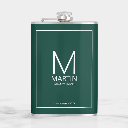 Moderne Personalisierte Monogramm- und Name-Trauze Flachmann
