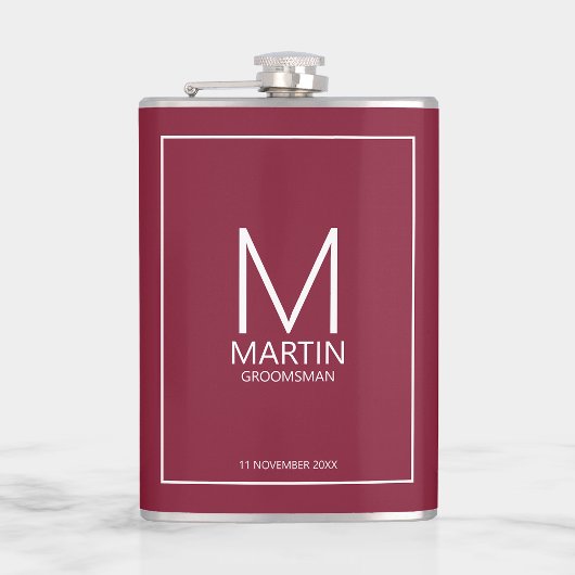 Moderne Personalisierte Monogramm- und Name-Trauze Flachmann