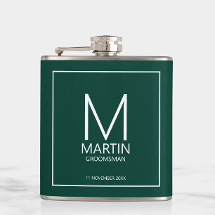 Moderne Personalisierte Monogramm- und Name-Trauze Flachmann