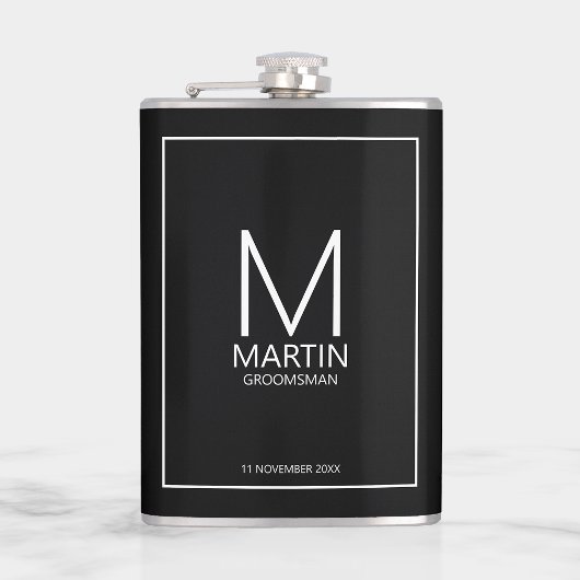 Moderne Personalisierte Monogramm- und Name-Trauze Flachmann