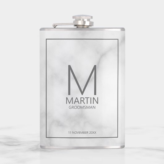 Moderne Personalisierte Monogramm- und Name-Trauze Flachmann