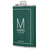 Moderne Personalisierte Monogramm- und Name-Trauze Flachmann (Links)