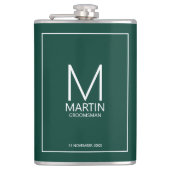 Moderne Personalisierte Monogramm- und Name-Trauze Flachmann (Vorderseite)