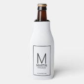 Moderne Personalisierte Monogramm- und Name-Trauze Flaschenkühler (Flaschenvorderseite)