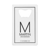 Moderne Personalisierte Monogramm- und Name-Trauze Geldbeutel Flaschenöffner (Vorderseite)