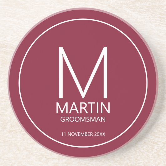 Moderne Personalisierte Monogramm- und Name-Trauze Getränkeuntersetzer (Vorne)