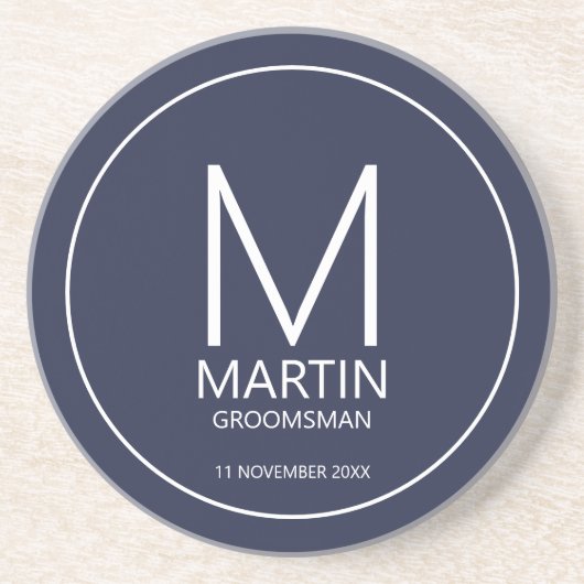 Moderne Personalisierte Monogramm- und Name-Trauze Getränkeuntersetzer (Vorne)