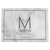 Moderne Personalisierte Monogramm- und Name-Trauze Große Geschenktüte (Vorderseite)