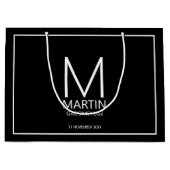 Moderne Personalisierte Monogramm- und Name-Trauze Große Geschenktüte (Vorderseite)