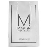 Moderne Personalisierte Monogramm- und Name-Trauze Mittlere Geschenktüte (Vorderseite)