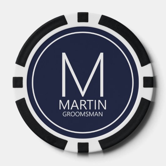 Moderne Personalisierte Monogramm- und Name-Trauze Pokerchips (Vorderseite)