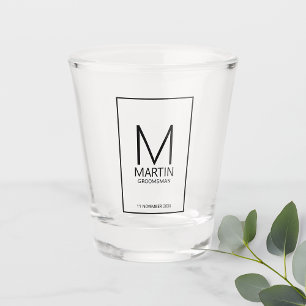 Moderne Personalisierte Monogramm- und Name-Trauze Schnapsglas