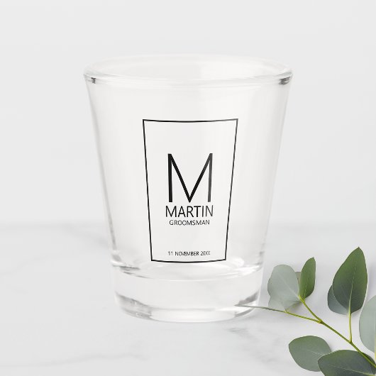 Moderne Personalisierte Monogramm- und Name-Trauze Schnapsglas