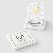 Moderne Personalisierte Monogramm- und Name-Trauze Steinuntersetzer (Seitenansicht)